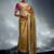 Mustard tissue organza saree with moti, cutdana & sequins khatli work