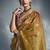 Mustard tissue organza saree with moti, cutdana & sequins khatli work