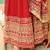 Red faux georgette zari sequins embroidered flared gown with heavy dupatta