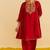Red embroidered silk kurta set With Dupatta
