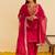 Hot pink embroidered silk kurta set With Dupatta