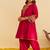 Hot pink embroidered silk kurta set With Dupatta