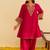 Hot pink embroidered silk kurta set With Dupatta