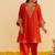 Orange embroidered silk kurta set With Dupatta