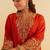 Orange embroidered silk kurta set With Dupatta