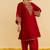 Red embroidered silk kurta set With Dupatta
