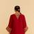 Red embroidered silk kurta set With Dupatta
