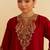 Red embroidered silk kurta set With Dupatta