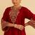 Red embroidered silk kurta set With Dupatta