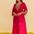 Hot pink embroidered silk kurta set With Dupatta