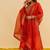 Orange embroidered silk kurta set With Dupatta