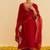 Red embroidered silk kurta set With Dupatta