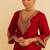 Red embroidered silk kurta set With Dupatta
