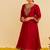 Red embroidered silk kurta set With Dupatta