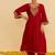 Red embroidered silk kurta set With Dupatta