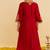 Red embroidered silk kurta set With Dupatta