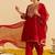 Red embroidered silk kurta set With Dupatta