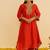 Orange embroidered silk kurta set With Dupatta