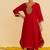 Red embroidered silk kurta set With Dupatta