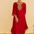 Red embroidered silk kurta set With Dupatta