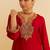 Red embroidered silk kurta set With Dupatta