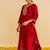 Red embroidered silk kurta set With Dupatta
