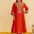 Orange embroidered silk kurta set With Dupatta