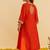 Orange embroidered silk kurta set With Dupatta