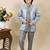 Boys grey silk sequined embroidered wavy motifs sherwani set