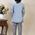 Boys grey silk sequined embroidered wavy motifs sherwani set