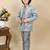 Boys grey silk sequined embroidered wavy motifs sherwani set