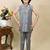 Boys grey silk sequined embroidered wavy motifs sherwani set