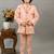 Boys peach silk sequined embroidered wavy motifs sherwani set