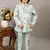 Boys sky blue silk sequined embroidered wavy motifs sherwani set