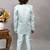 Boys sky blue silk sequined embroidered wavy motifs sherwani set