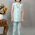 Boys sky blue silk sequined embroidered wavy motifs sherwani set