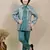 Boys sea green satin geometric sequined embroidered sherwani set