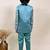 Boys sea green satin geometric sequined embroidered sherwani set