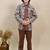 Boys coffee brown satin geometric sequined embroidered sherwani set