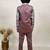 Boys coffee brown satin geometric sequined embroidered sherwani set