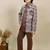 Boys coffee brown satin geometric sequined embroidered sherwani set