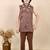 Boys coffee brown satin geometric sequined embroidered sherwani set