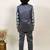 Boys charcoal grey satin geometric sequined embroidered sherwani set