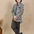 Boys charcoal grey satin geometric sequined embroidered sherwani set