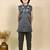 Boys charcoal grey satin geometric sequined embroidered sherwani set