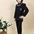 Boys black silk blend zigzag jacquard embroidered sherwani set