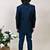 Boys royal blue silk blend zigzag jacquard embroidered sherwani set