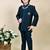 Boys royal blue silk blend zigzag jacquard embroidered sherwani set