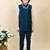 Boys royal blue silk blend zigzag jacquard embroidered sherwani set
