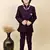 Boys wine silk blend zigzag jacquard embroidered sherwani set